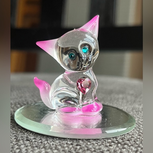 Swarovski Crystal Kitty Handcrafted Glass Art - Picture 1 of 7